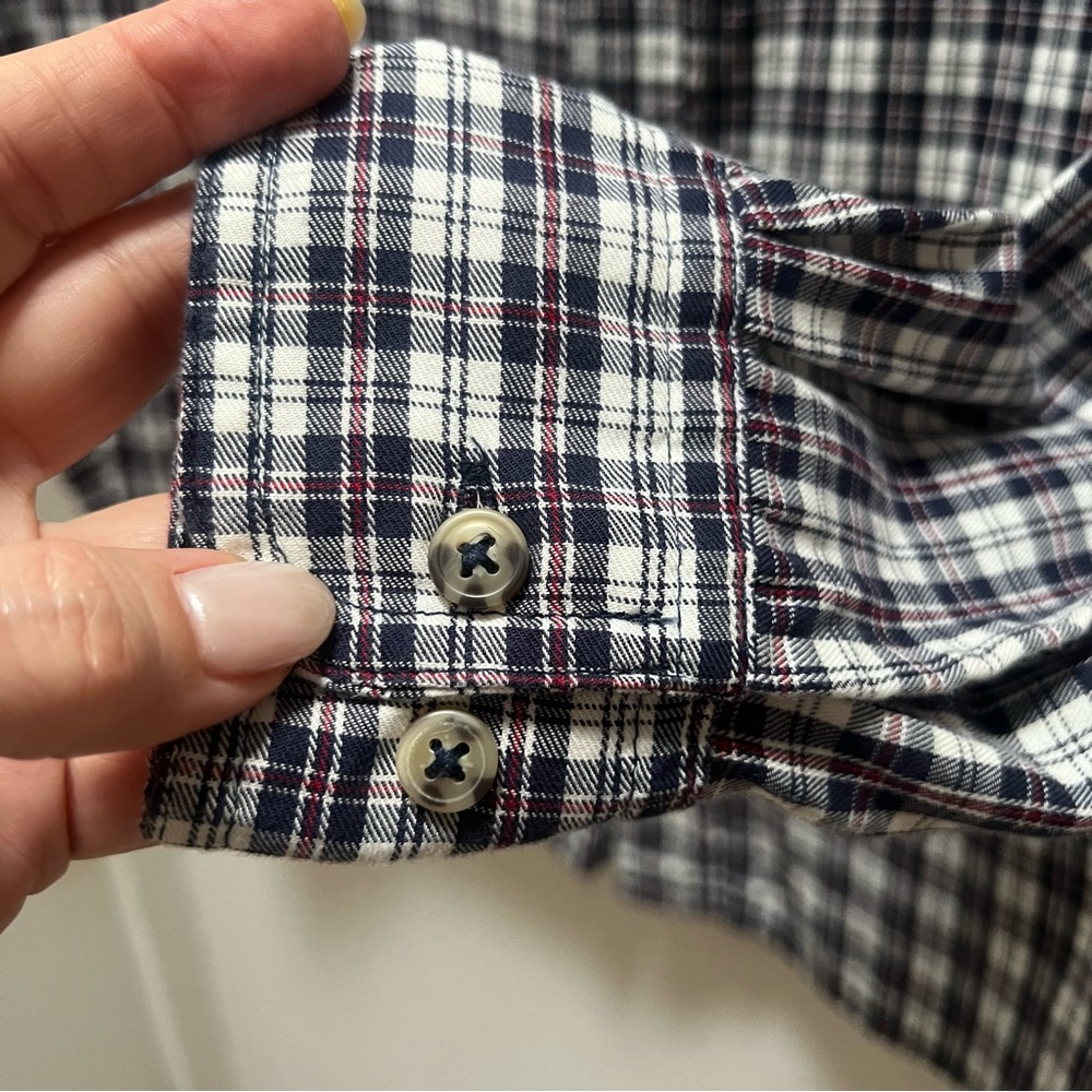 Wrangler Plaid Cotton Shirt Men’s S Blue White Maroon Long Sleeve - Picture 6 of 11